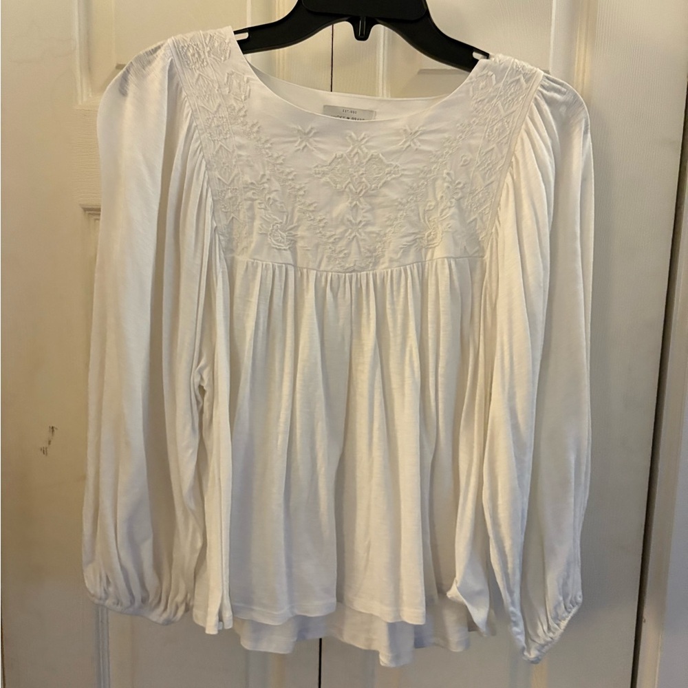 Lucky Brand White Embroidered Blouse